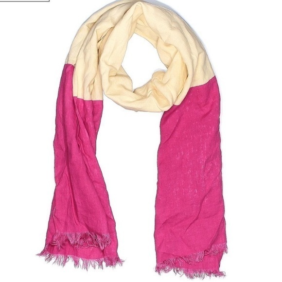 Kate Spade linen scarf hot pink and white‎